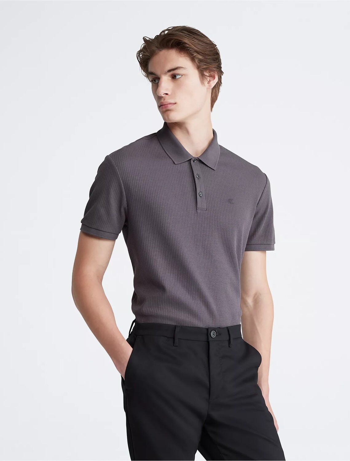 

Футболка поло Calvin Klein Smooth Cotton Drop Needle, серый