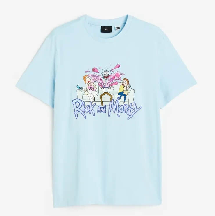 

Футболка H&M Rick and Morty Regular Fit, голубой
