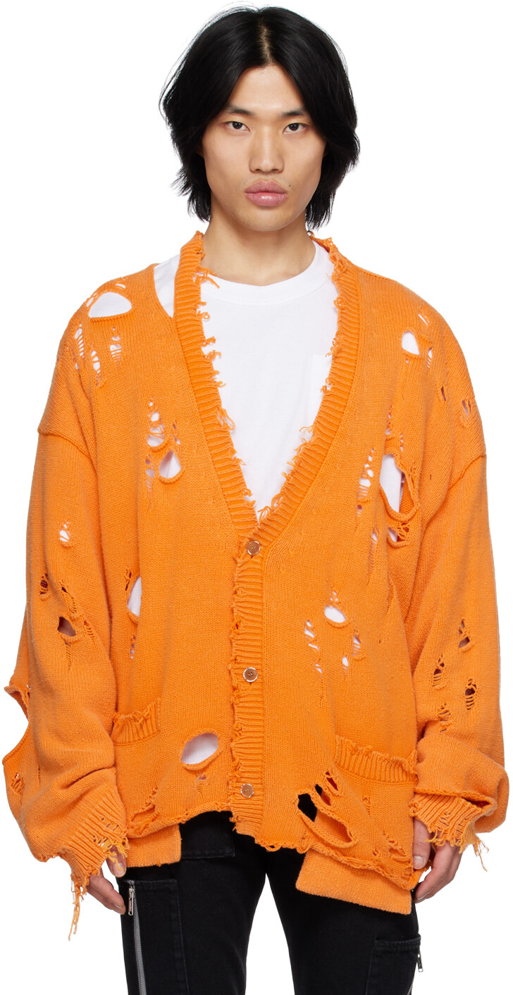 

Оранжевый рваный кардиган Doublet