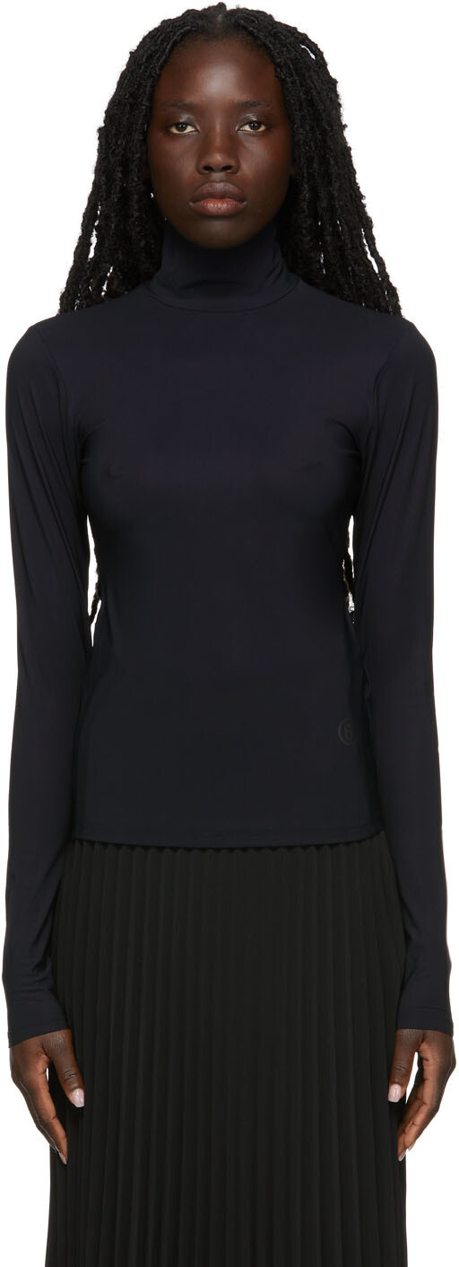 

Черная водолазка из эластичного джерси MM6 Maison Margiela
