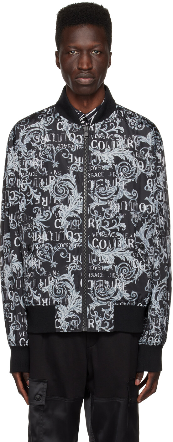 

Черный двусторонний бомбер с принтом Versace Jeans Couture