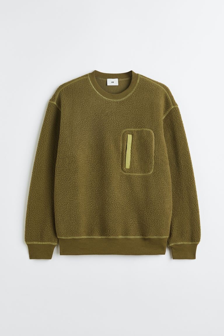 

Плюшевая толстовка свободного кроя H&M, хаки зеленый