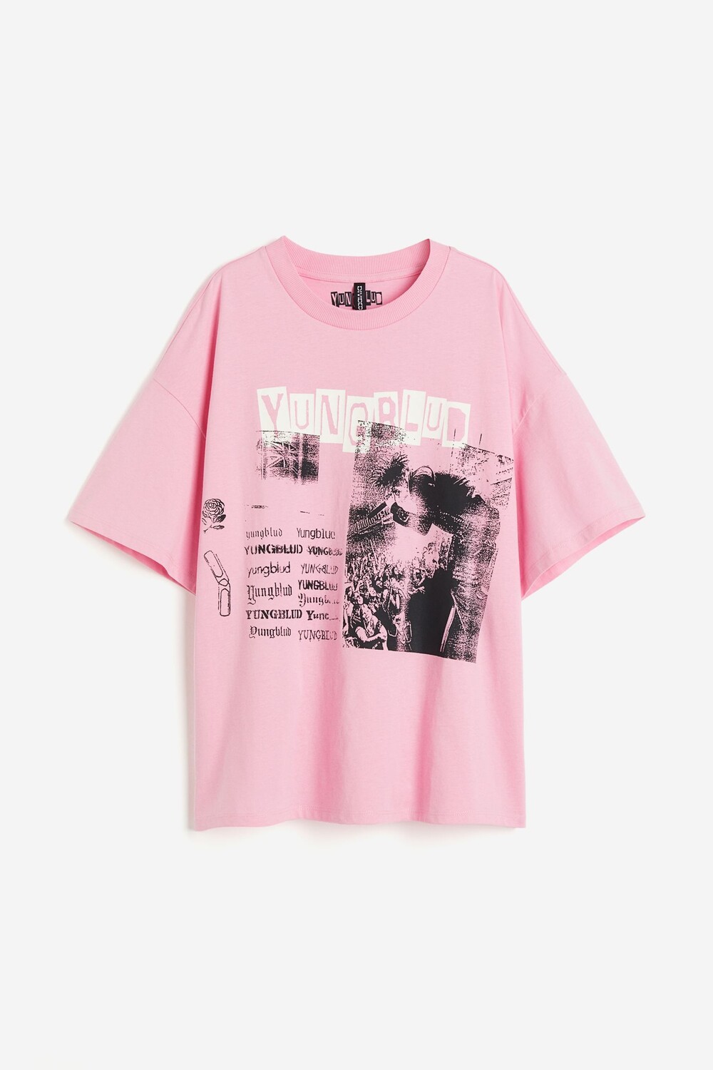 

Футболка H&M Oversized Printed, розовый
