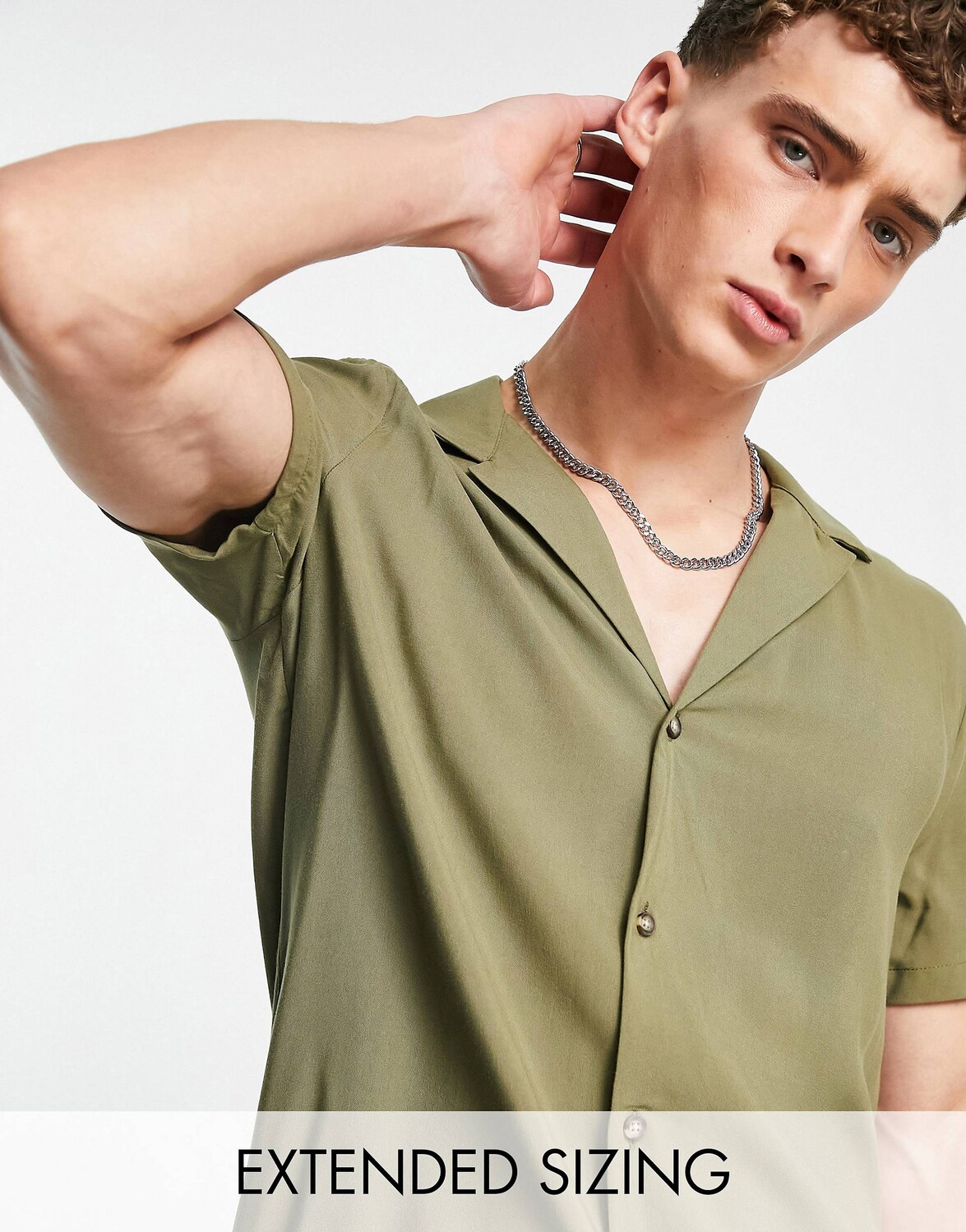 

Классическая вискозная рубашка цвета хаки ASOS DESIGN