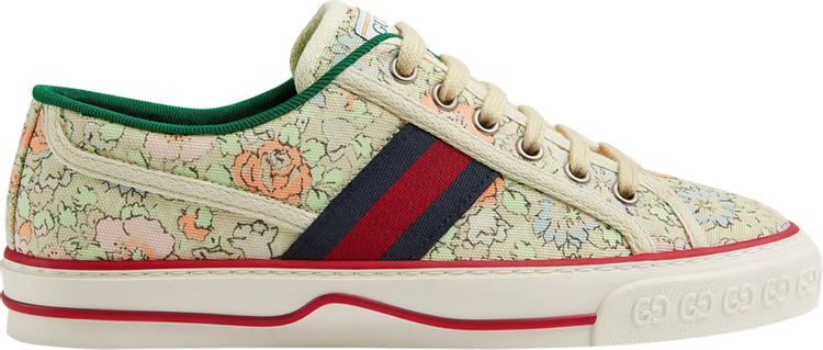 Кроссовки Liberty of London x Gucci Wmns Tennis 1977 Floral - Mint Green, зеленый - фото