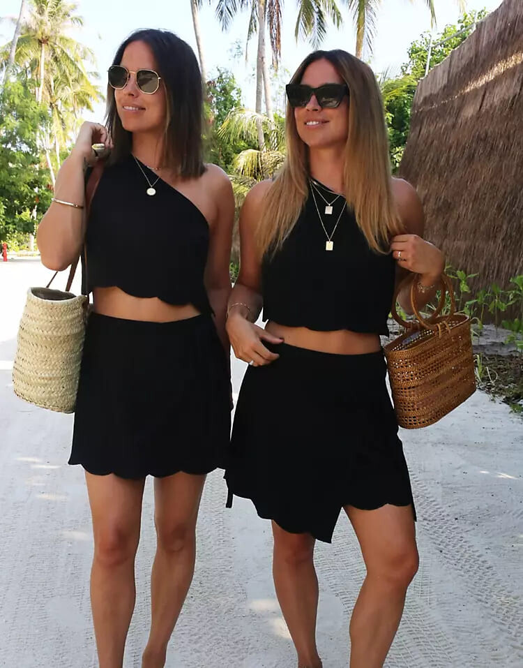

Юбка-мини Labelrail X Collyer Twins Scallop Edged Wrap Linen Co-ord, черный