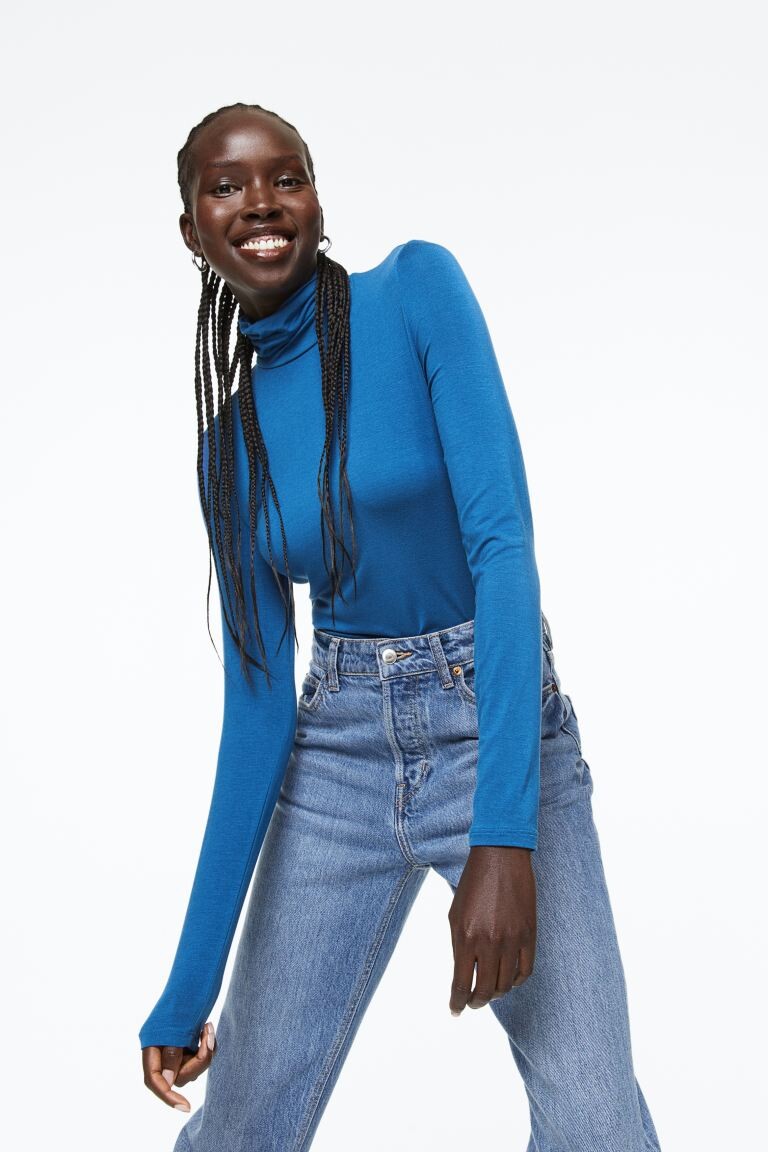 

Топ с высоким воротником H&M, синий