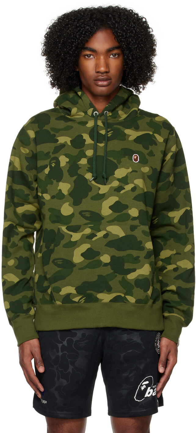 

Худи цвета хаки с камуфляжным принтом One Point BAPE