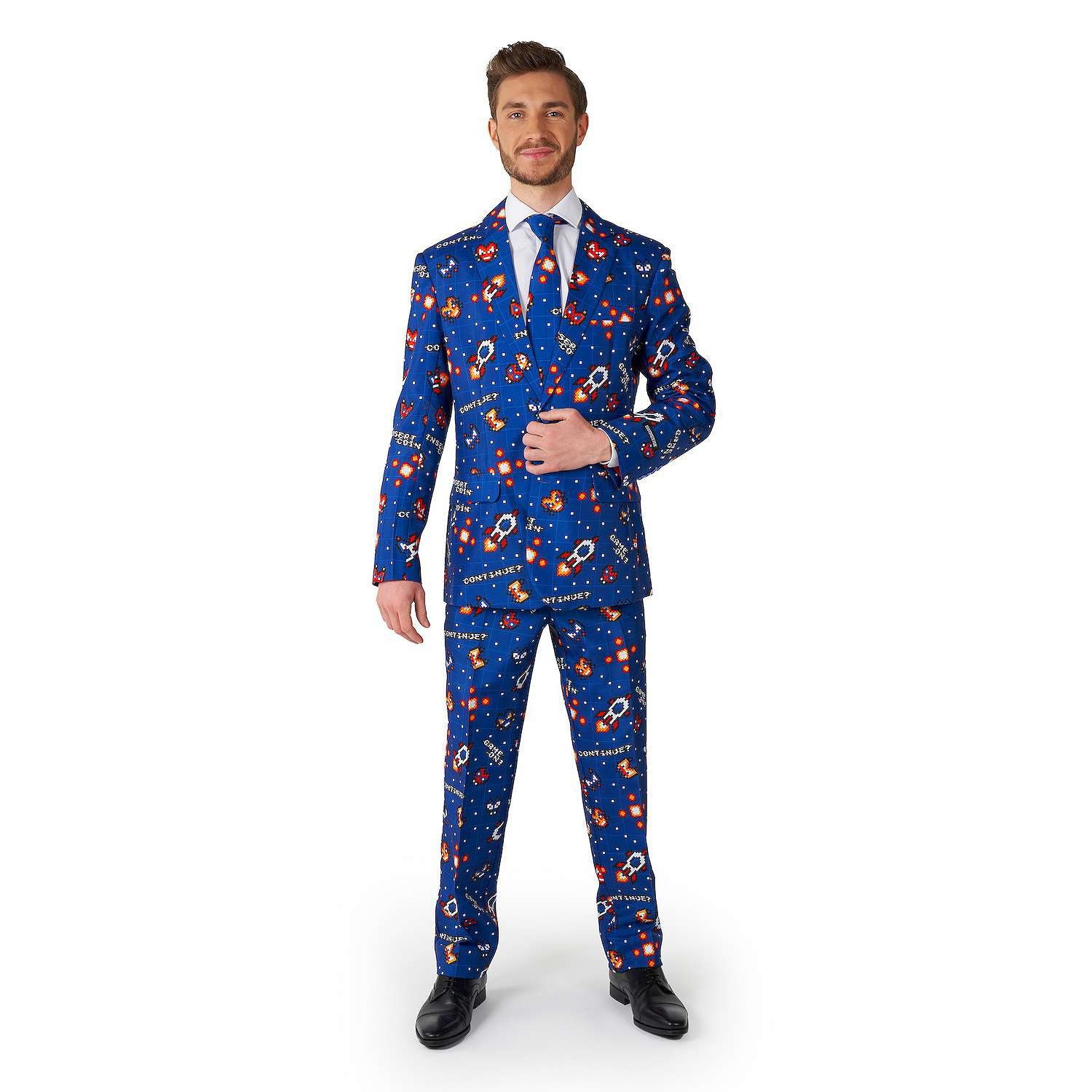 цена Мужской костюм и галстук с узором Suitmeister Slim-Fit, синий