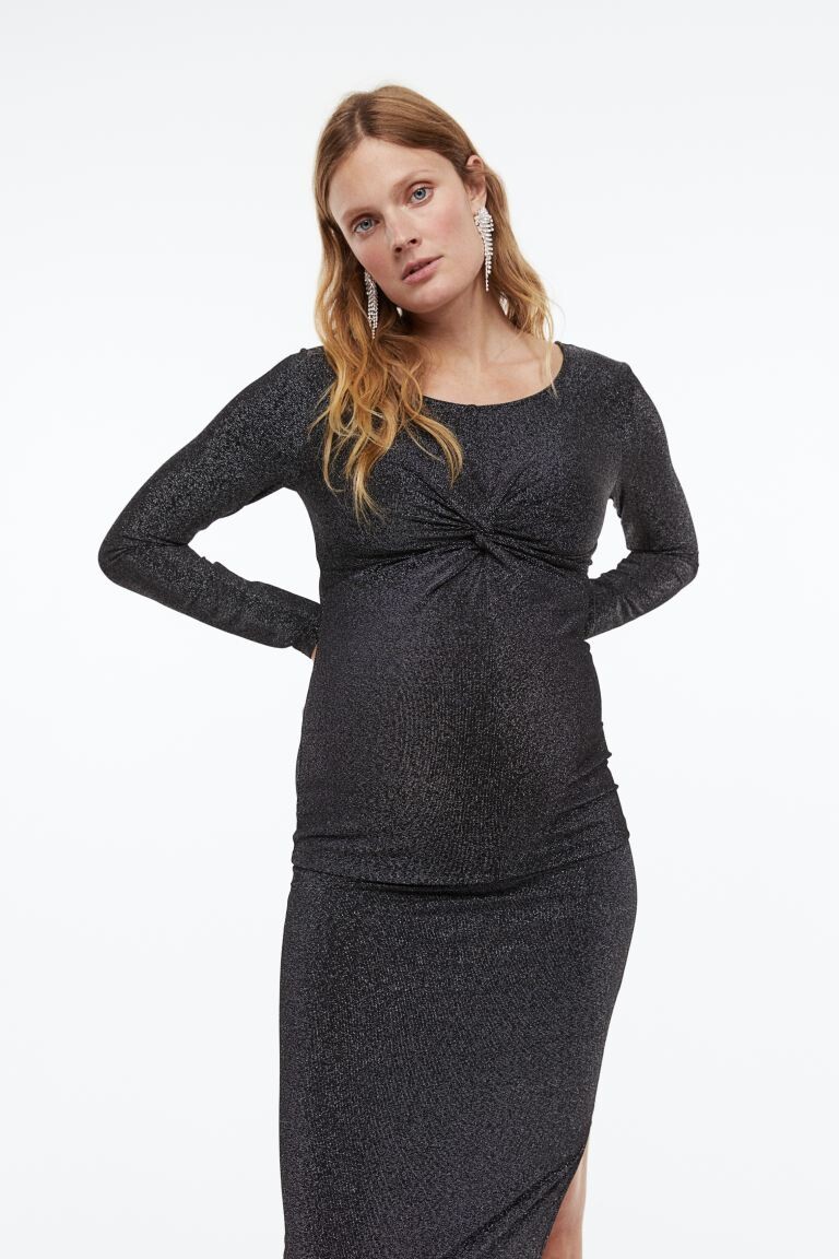 

MAMA Топ из хлопка с перекрученными деталями H&M, черный/блеск