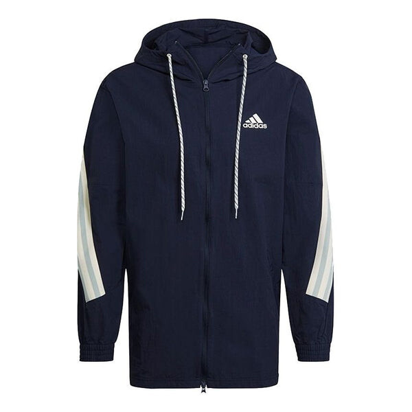

Куртка Adidas M 3s Tape Jkt Colorblock Casual Sports Hooded Navy Blue, Синий