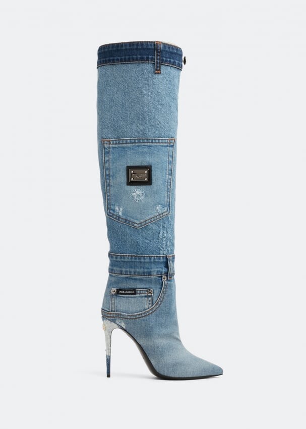 

Ботинки DOLCE&GABBANA Patchwork denim boots, синий