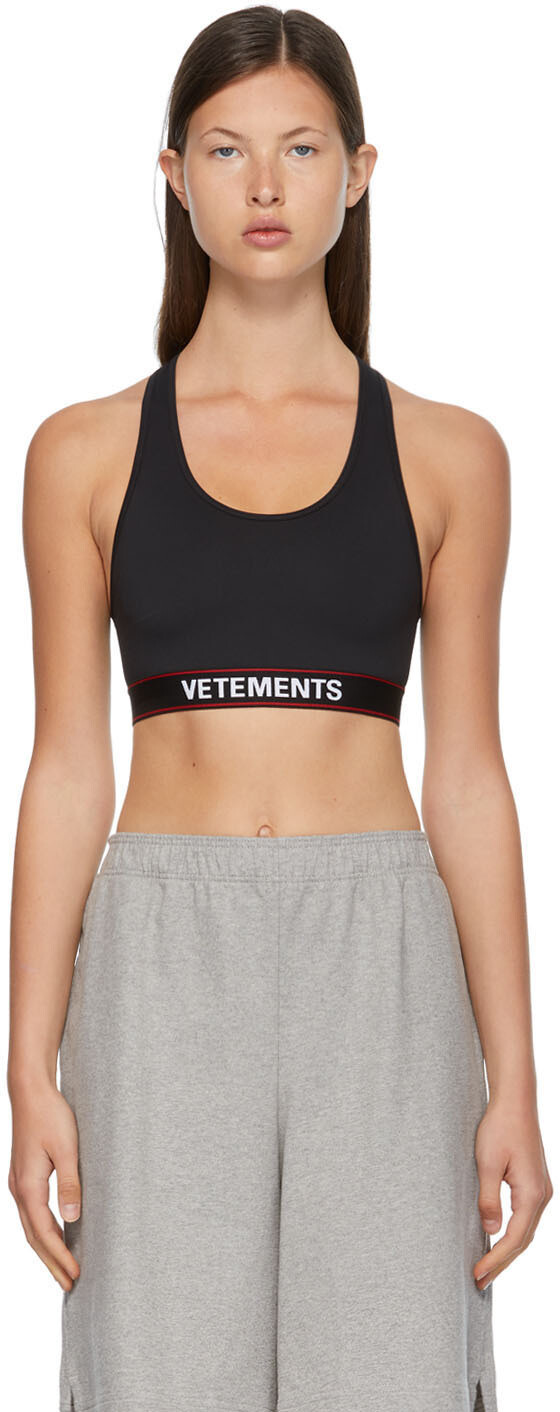 

Черный спортивный бюстгальтер с логотипом VETEMENTS