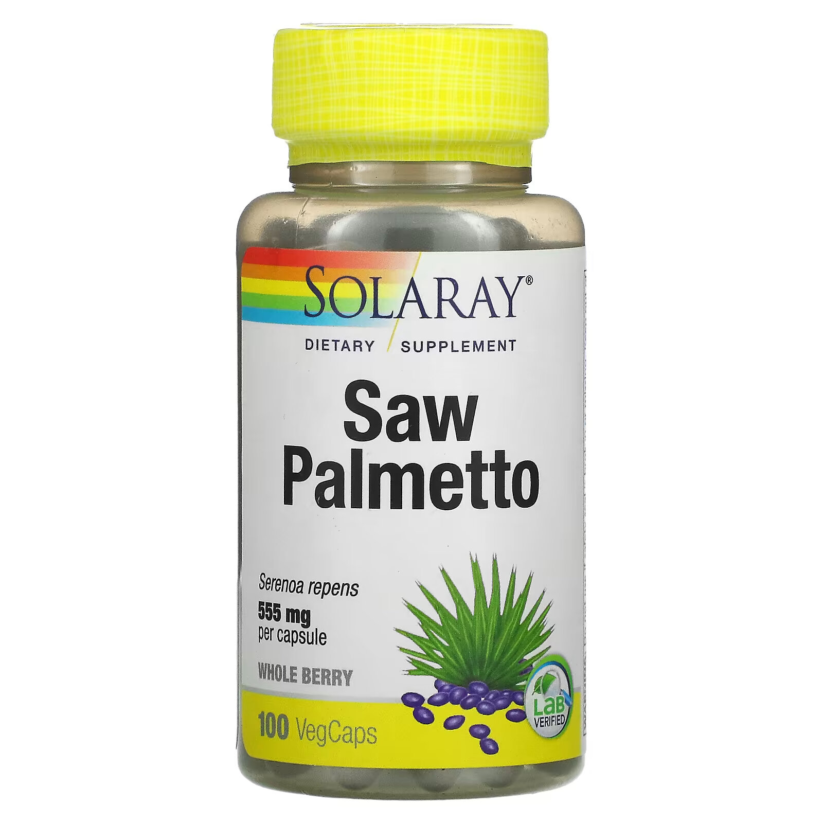 Solaray, органически выращенная сереноя, 555 мг, 100 растительных капсул solaray органически выращенная солодка 450 мг 100 растительных капсул