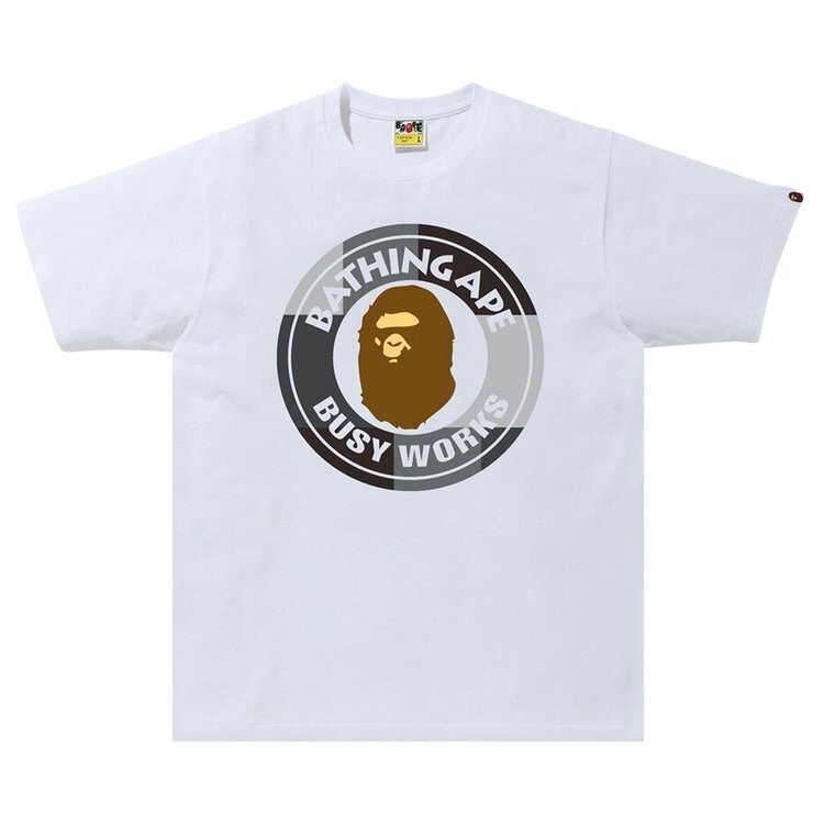 

Футболка BAPE Color Block Busy Works Tee 'White/Black', белый