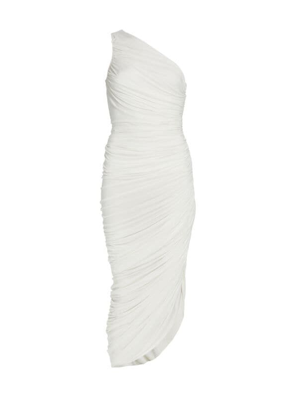 

Платье Трикотажное с Рюшами Halston Reia на одно плечо, chalk