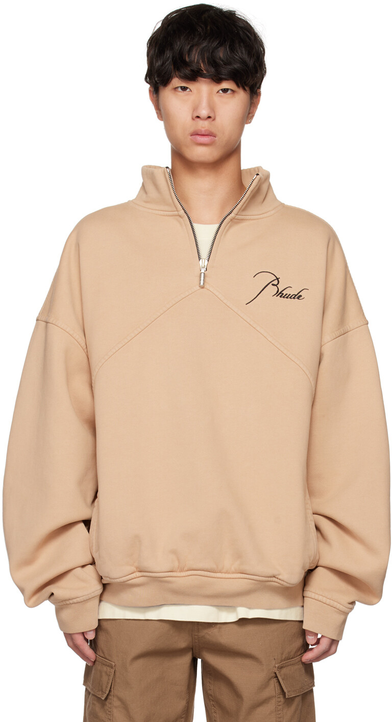 

Бежевая толстовка с молнией до половины Rhude