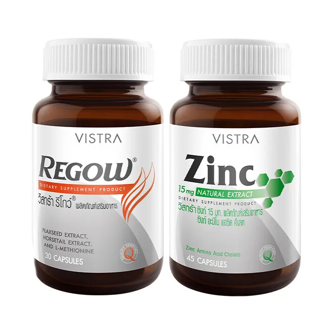 Комплекс для ухода за волосами Vistra Regow, 30 капсул + Цинк, 15 мг, 45 капсул, 2 упаковки