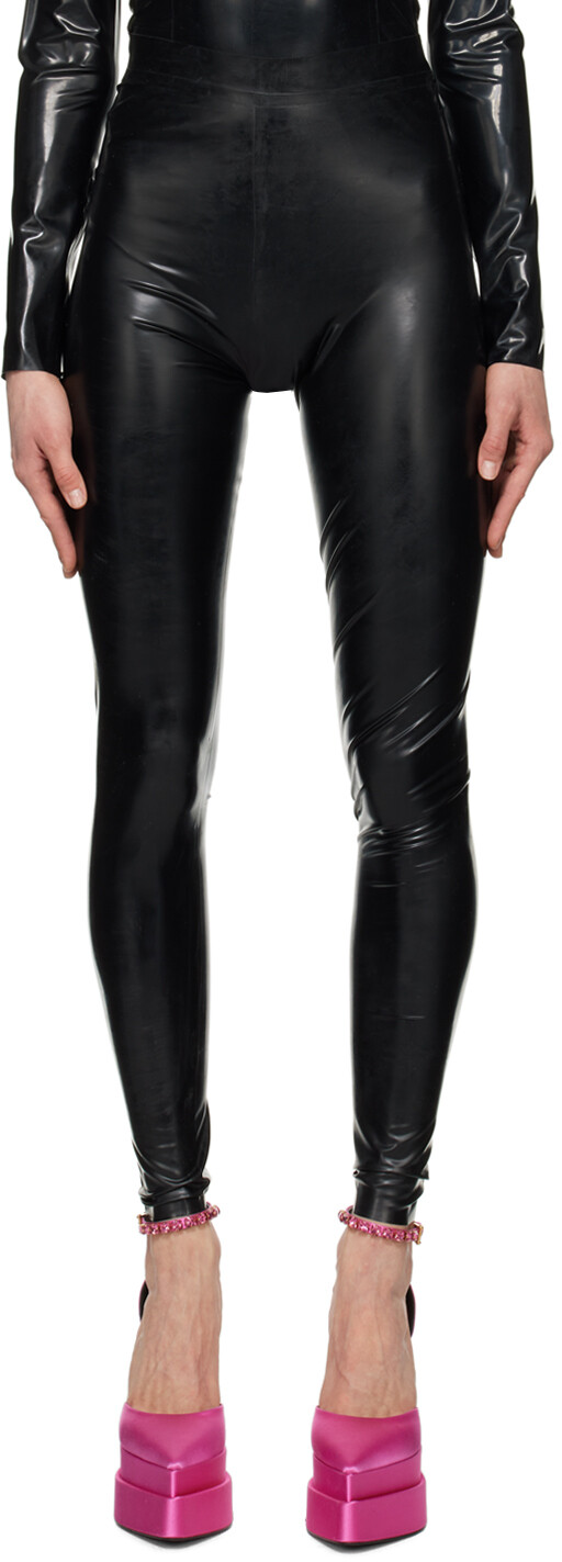 

Черные леггинсы на молнии Versace