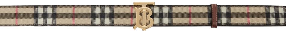 

Бежево-коричневый двусторонний ремень в клетку Burberry