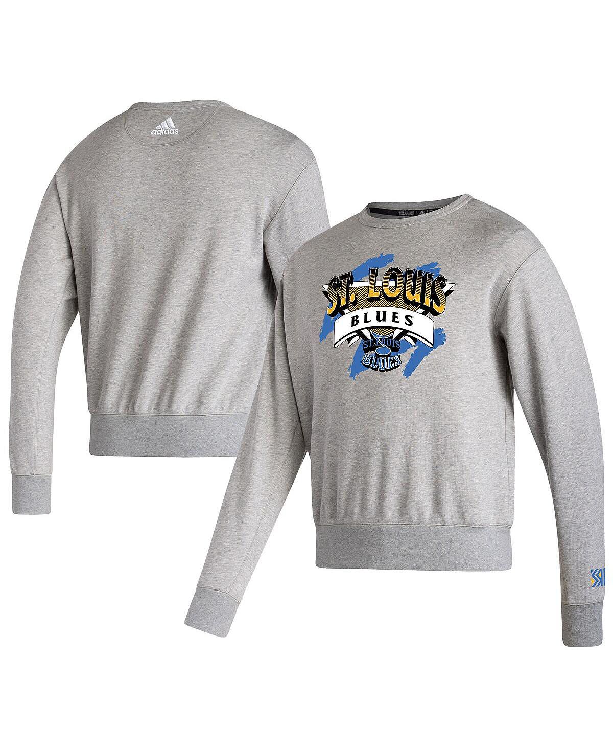 Мужская серая толстовка st. louis blues reverse retro 2.0 vintage-like pullover sweatshirt adidas, серый