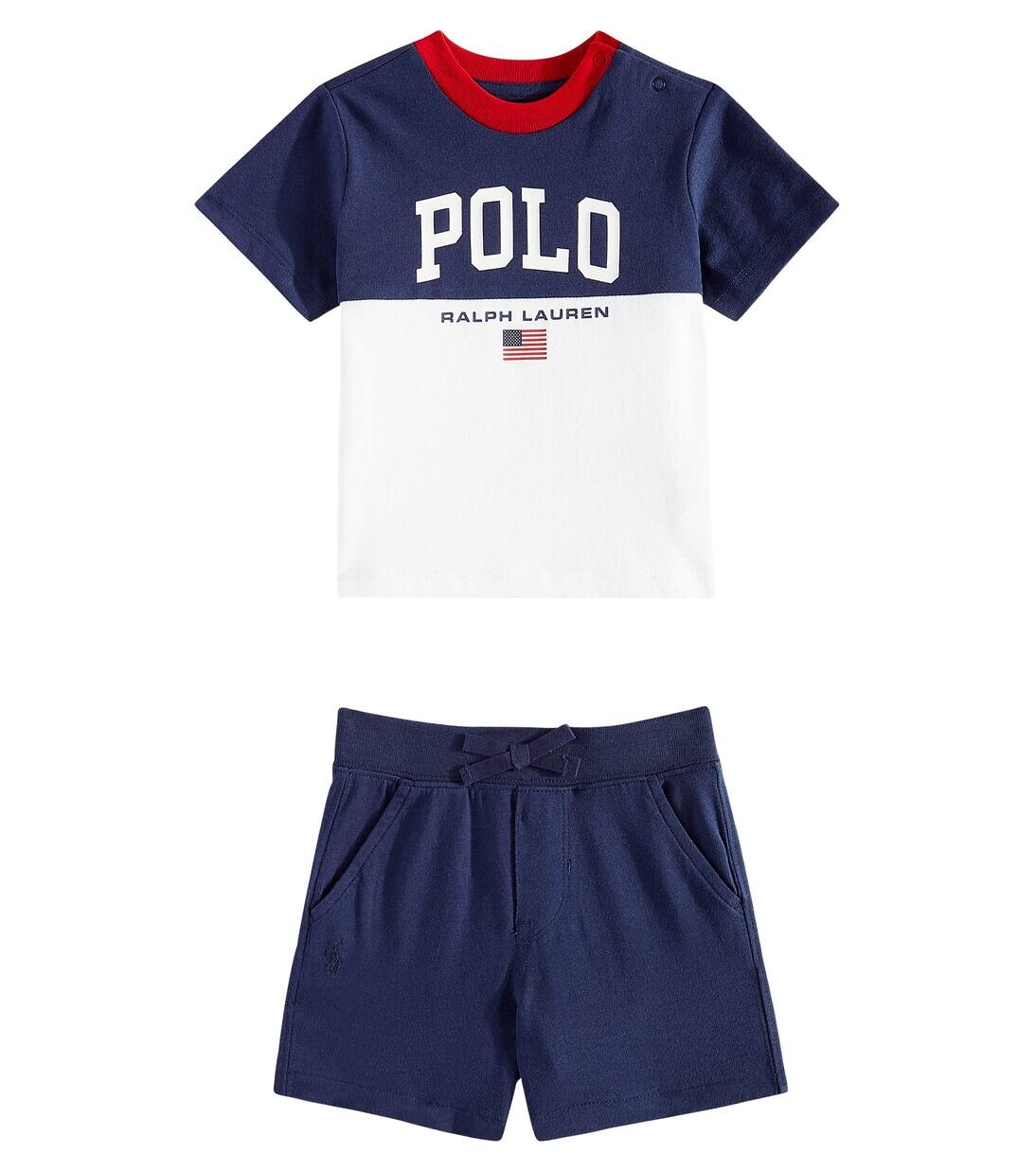 

Комплект из хлопковой футболки и шорт с логотипом для малышей Polo Ralph Lauren Kids