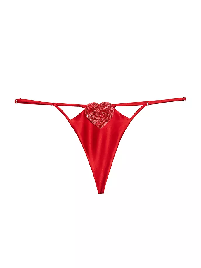 V-образные стринги из эластичного шелка в форме сердца Fleur Du Mal, цвет rouge