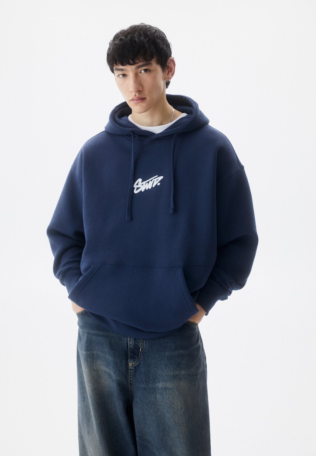 

Толстовка Long PULL&BEAR, цвет dark blue