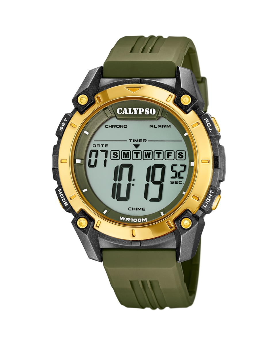 K5814/1 Digital For Man зеленые резиновые мужские часы Calypso, зеленый k5843 3 мужские часы street style из каучука с зеленым ремешком calypso зеленый