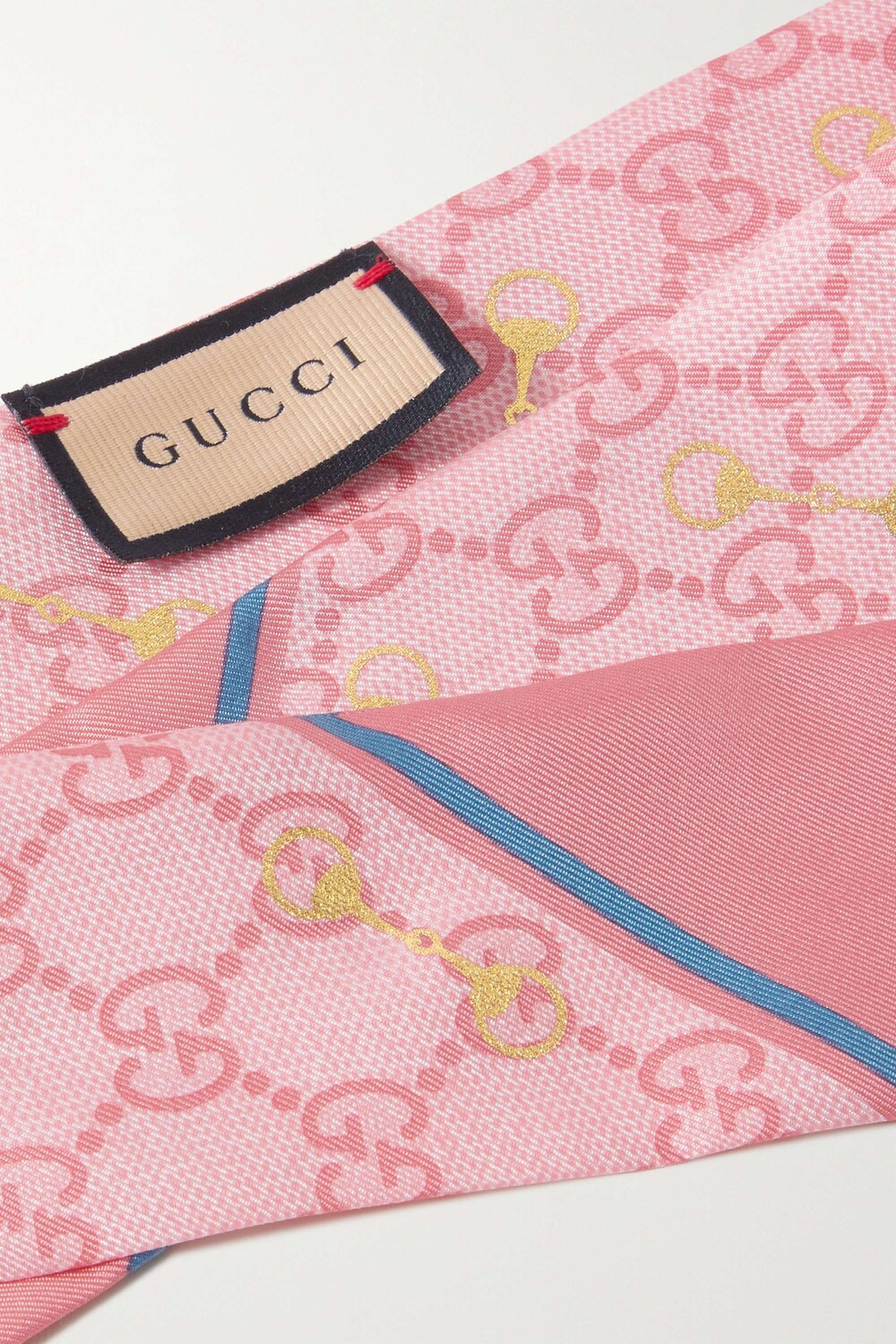 

GUCCI Шарф из шелкового твила с металлизированным принтом, розовый