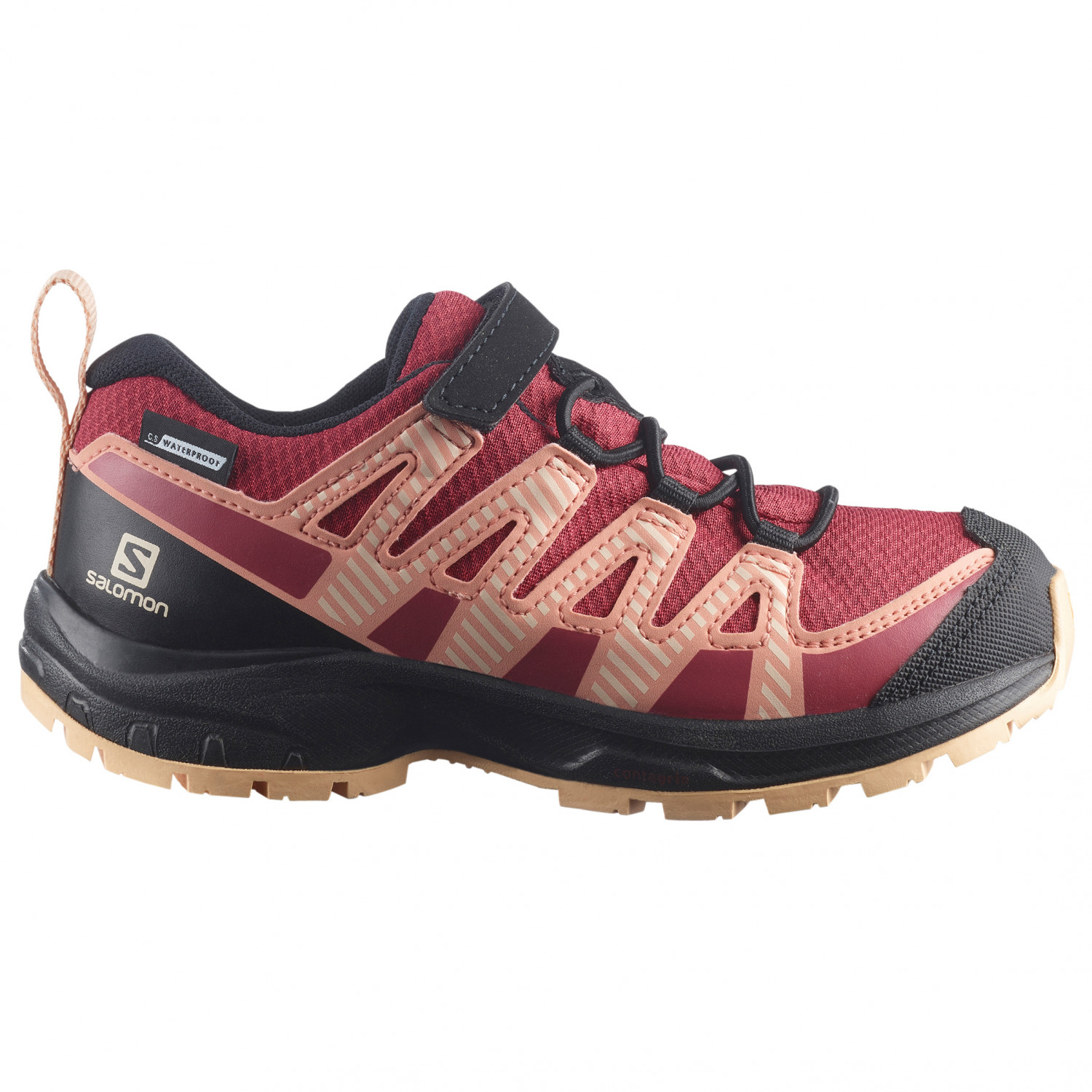 Кроссовки для бега по пересеченной местности Salomon Kid's XA Pro V8 CSWP, цвет Earth Red/Black/Almond Cream