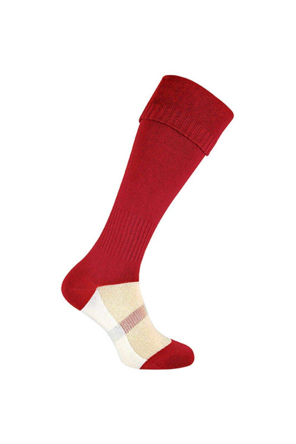 Длинные спортивные футбольные носки до колена ROLY, красный новые футбольные спортивные носки для взрослых и детей европейские клубные дышащие длинные чулки до колена нескользящие футбольные носки