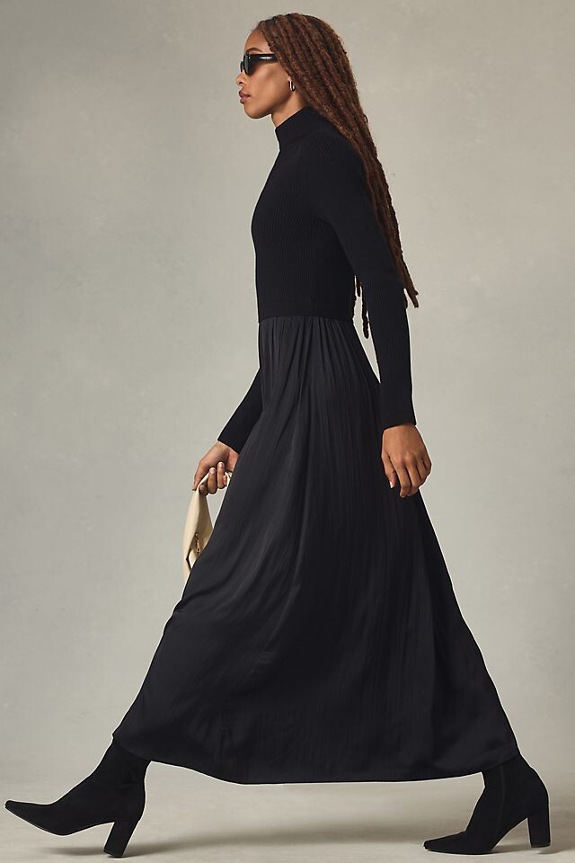

Платье-свитер Thea Twofer Anthropologie, черный