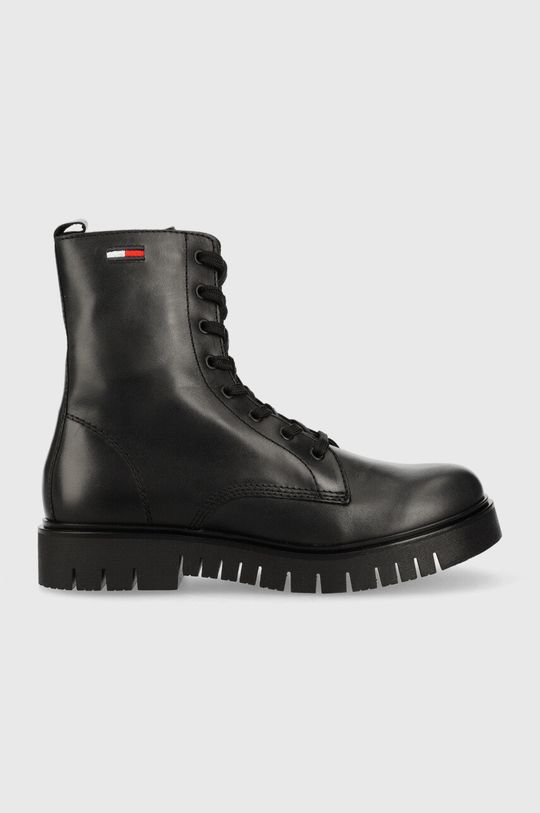 Кожаные байкерские ботинки на шнуровке Wmns Boot Tommy Jeans, черный ботинки tommy jeans en0en01546 темно зеленый размер 40