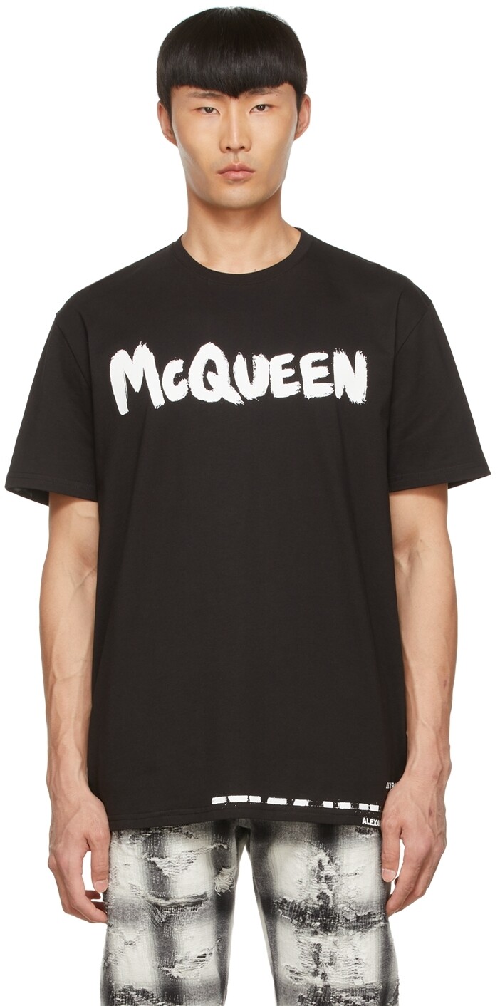 

Черная хлопковая футболка Alexander McQueen, Черный