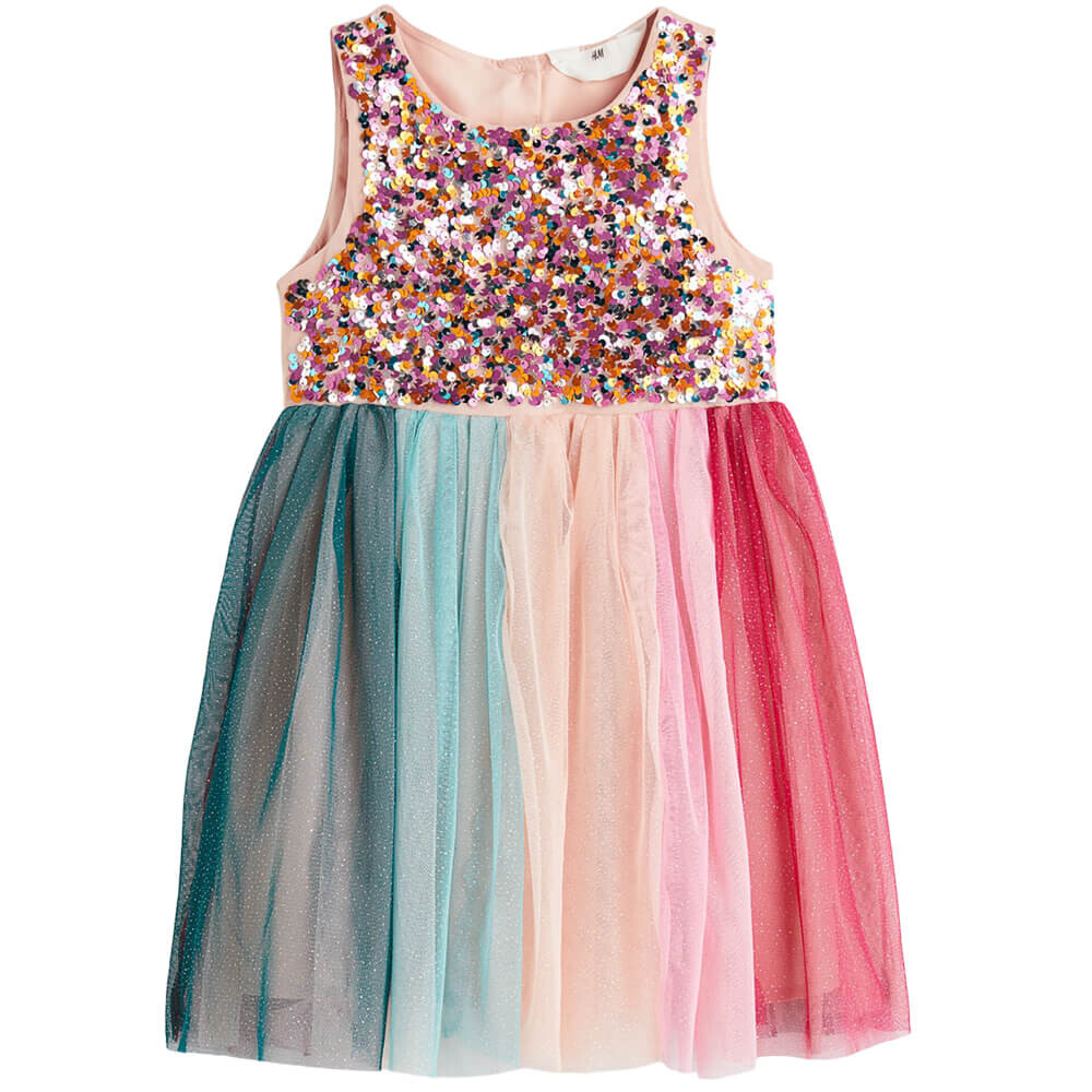 

Платье H&M Sequined Tulle, пудрово-розовый/мультиколор
