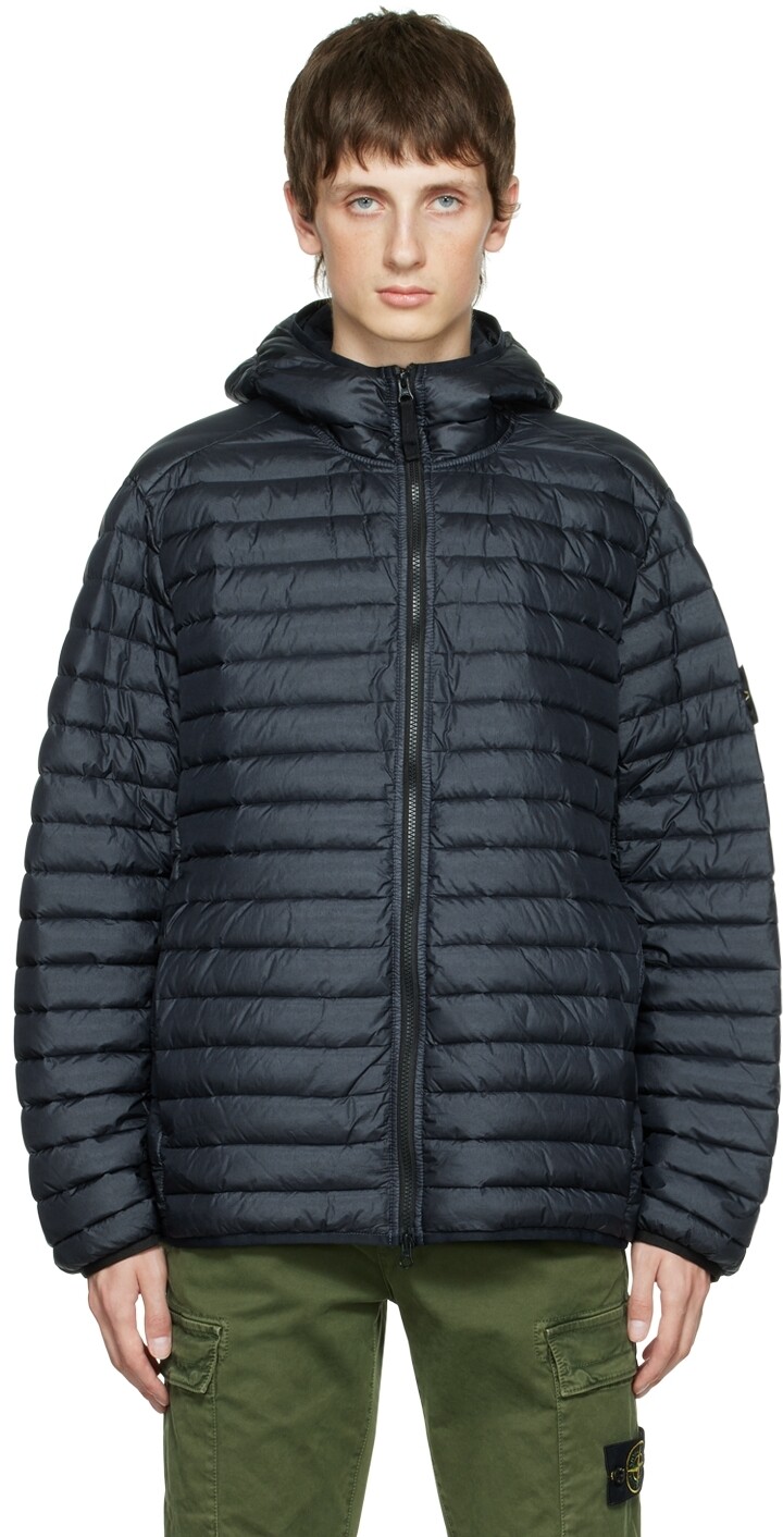 

Темно-синий нейлоновый пуховик Stone Island