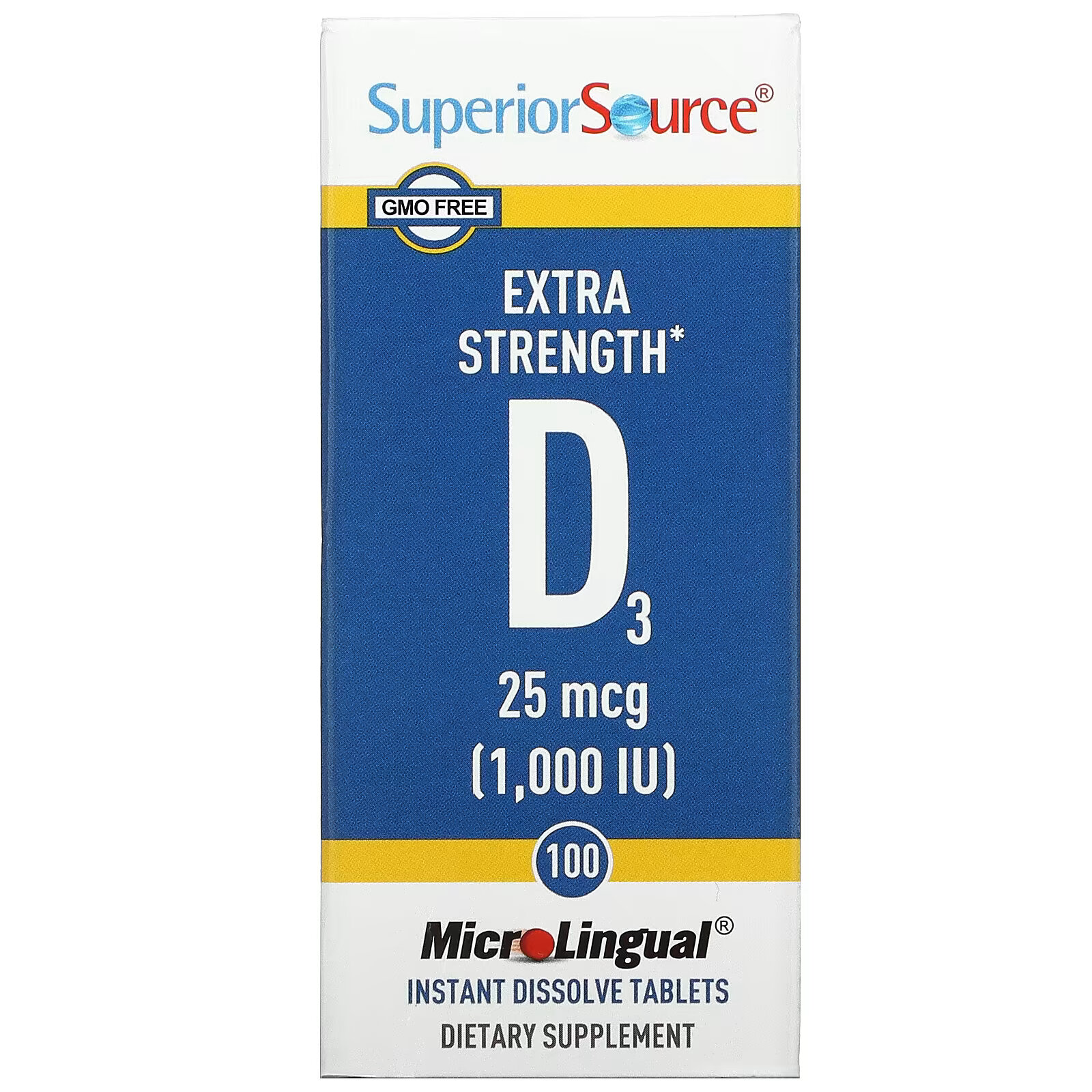 Superior Source, витамин D3 с повышенной силой действия, 25 мкг (1000 МЕ), 100 быстрорастворимых таблеток MicroLingual superior source сверхсильный витамин d3 5000 ме 100 микролингвальных быстрорастворимых таблеток