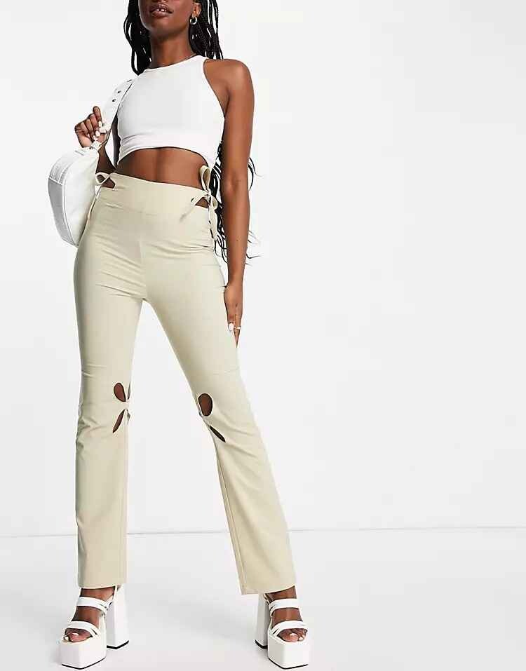 Брюки Zemeta Flared Trousers, бежевый брюки расклешенные с завышенной талией 36 fr 42 rus розовый