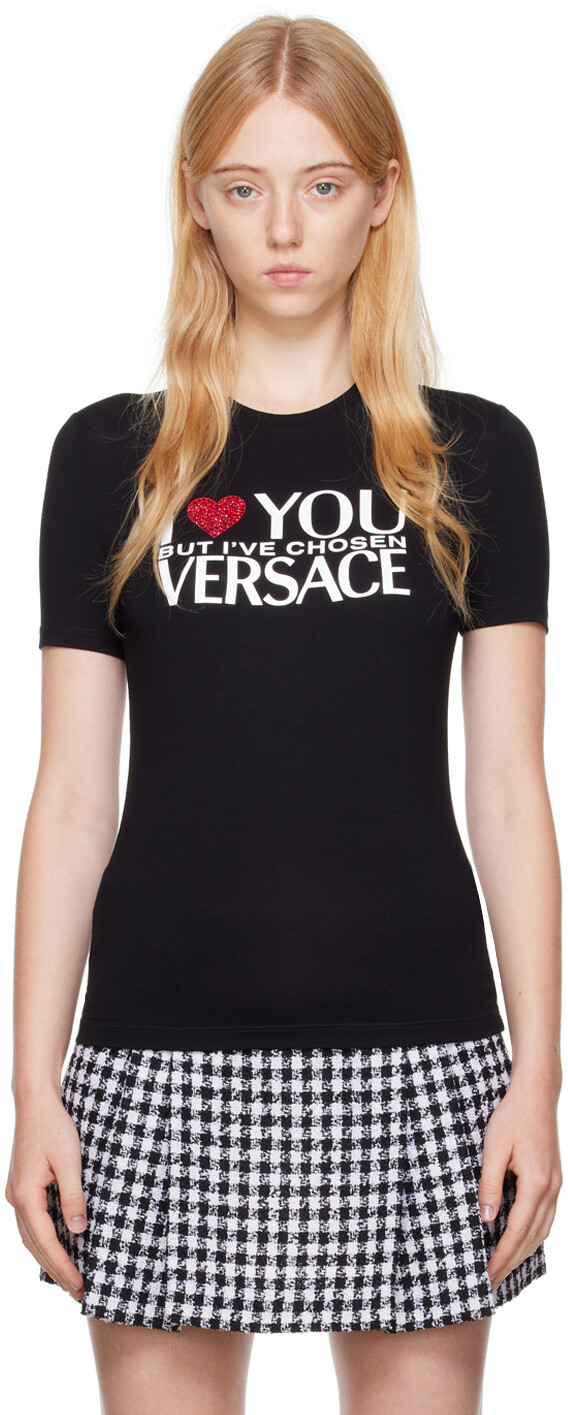 

Черная футболка \Я люблю тебя, но\"" Versace, Черный