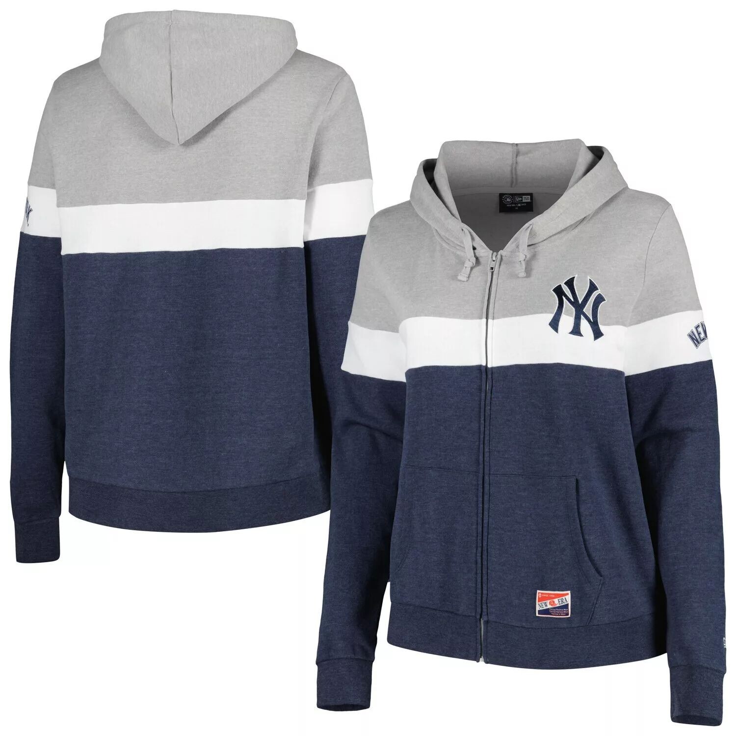 

Женская темно-синяя толстовка с молнией во всю длину New Era New York Yankees большого размера с цветными блоками New Era, Синий