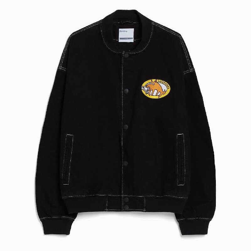 

Куртка-бомбер Bershka Denim Bomber, черный