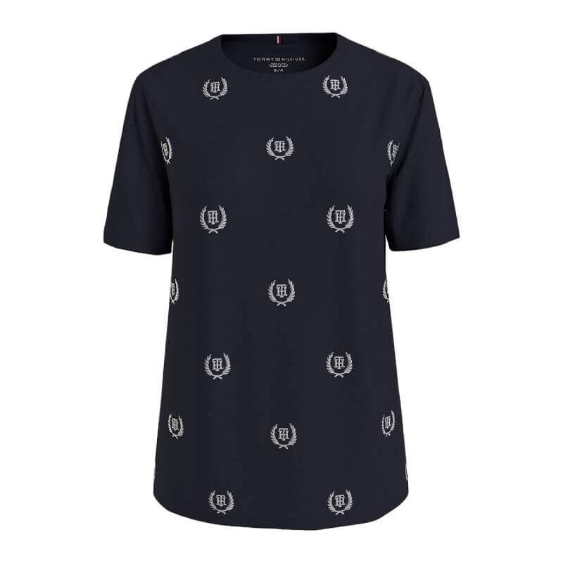 

Футболка Tommy Hilfiger Allover Crest Logo, темно-синий