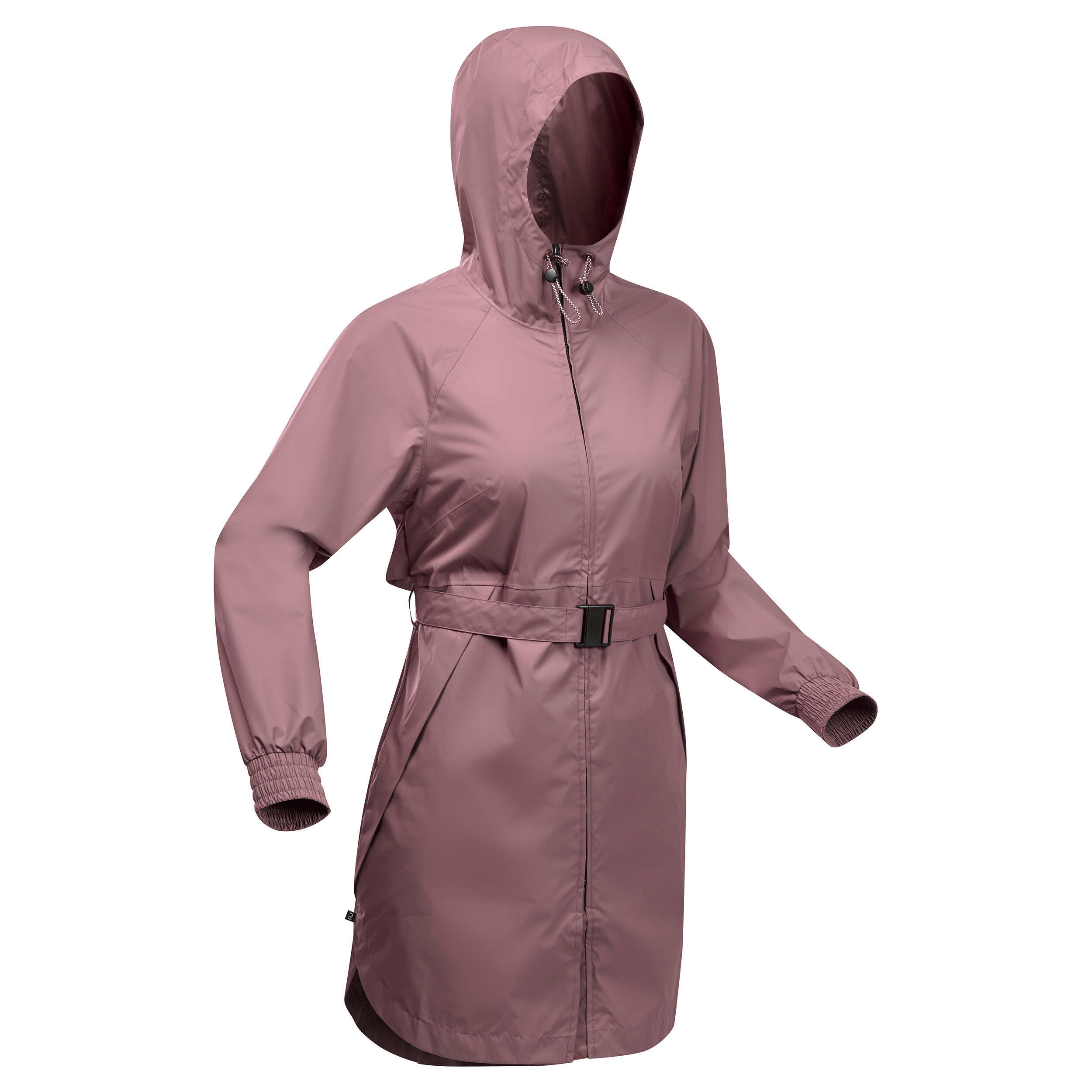 Куртка Quechua Raincut походная водонепроницаемая длинная женская, розовый