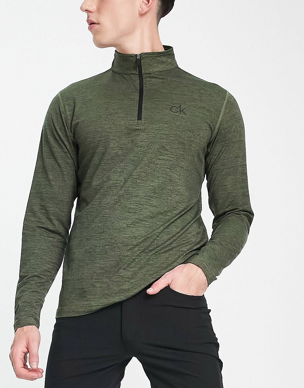 

Зеленый топ с длинными рукавами на молнии 1/4 Calvin Klein Golf Newport