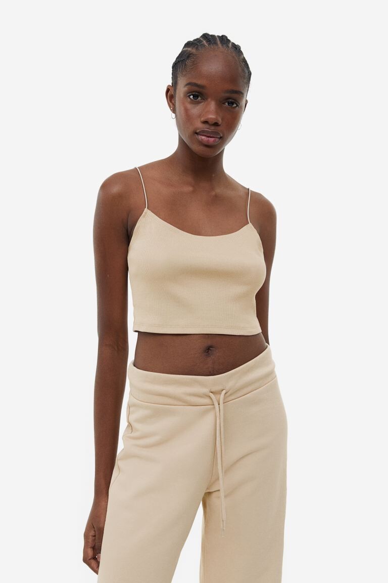 

Укороченный топ на бретелях H&M, бежевый