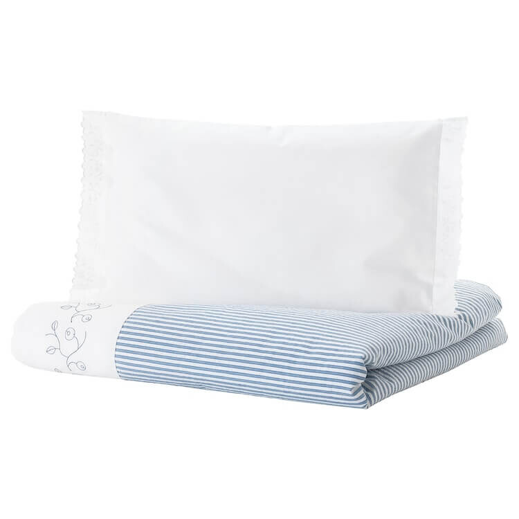 

Комплект белья для детской кроватки Ikea Gulsparv Striped, 110x125/35x55 см, 2 предмета, голубой