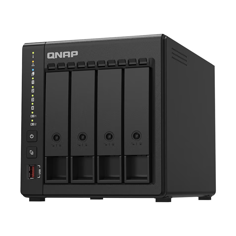 Сетевое хранилище QNAP TS-464C2, 4-дисковое, 8 ГБ, 3 диска по 16 ТБ, чёрный