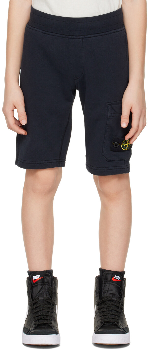 

Детские темно-синие шорты с нашивками Stone Island Junior, Синий, Детские темно-синие шорты с нашивками Stone Island Junior