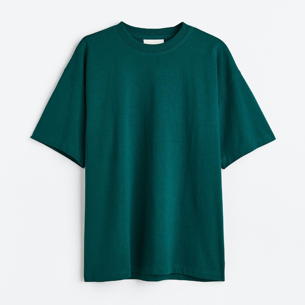 

Футболка H&M Oversized Fit Cotton, темно-зеленый